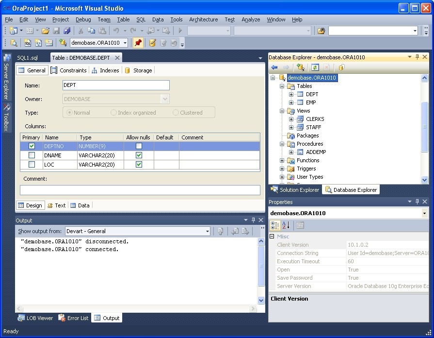 OraDeveloper Tools for Visual Studio 2005