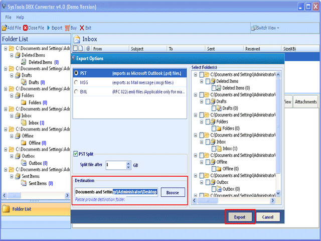 Outlook Express DBX to PST converter
