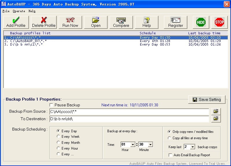 Outlook Express and File Auto Backup Tool