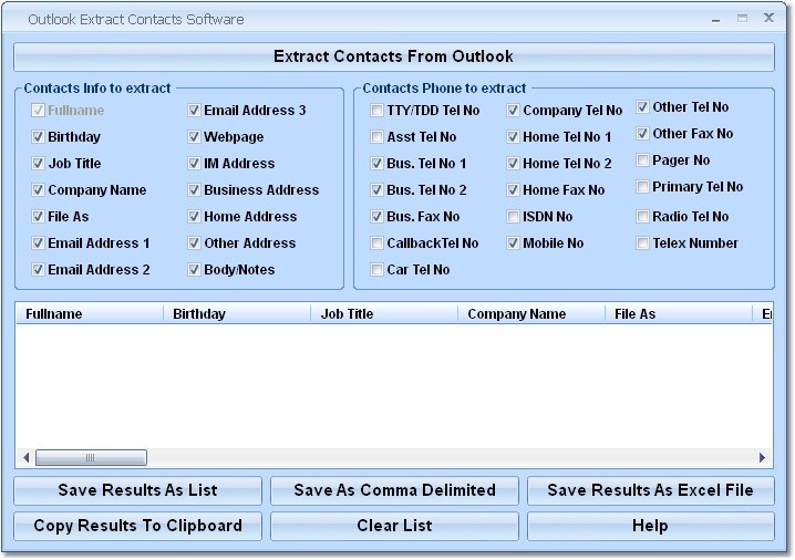 Outlook Extract Contacts Software