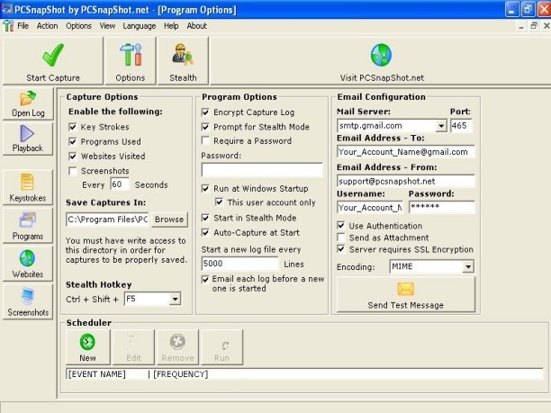 PCSnapShot Keylogging Software