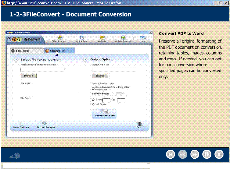 PDF to Word Converter: 123FileConvert