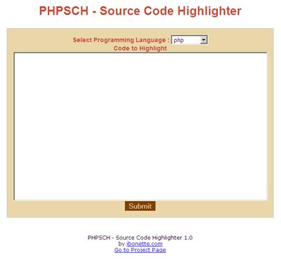 PHPSCH - Source Code Highlighter