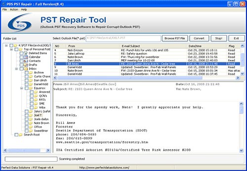 Perfect Data Solutions PST Repair