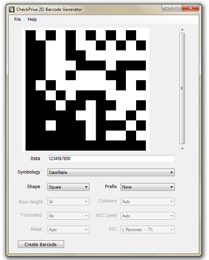 Portable CheckPrixa 2D Barcode Generator