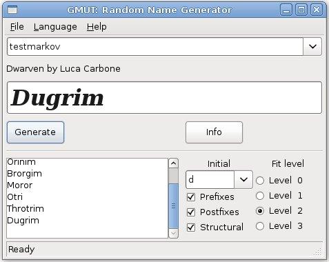 Random names and languages generator