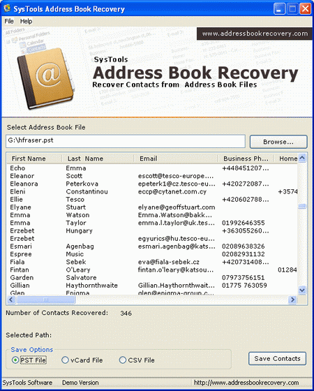 Recover PST Contacts