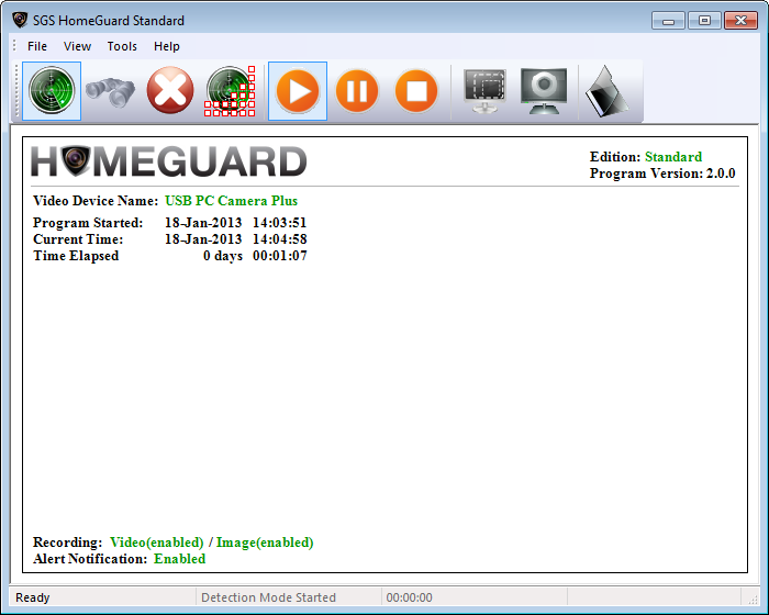 SGS HomeGuard Standard VMD software