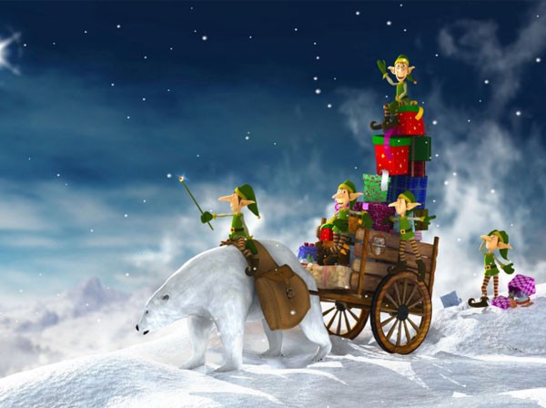 Santa's Elves Animated Desktop Wallpaper