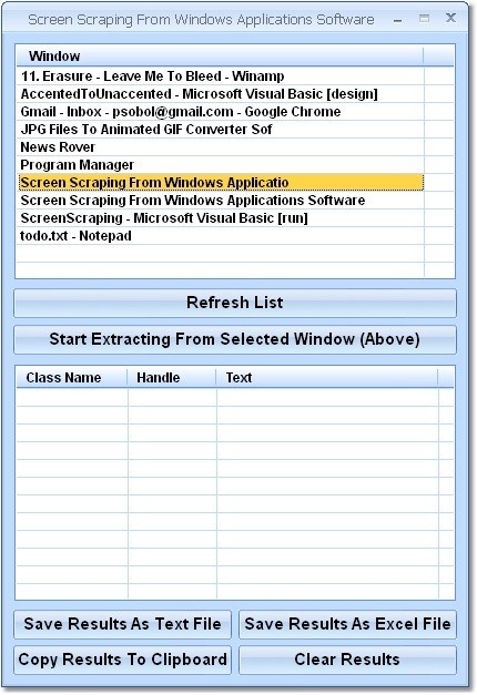 Screen Scraping From Windows Applications Software