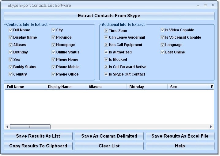 Skype Export Contacts List Software