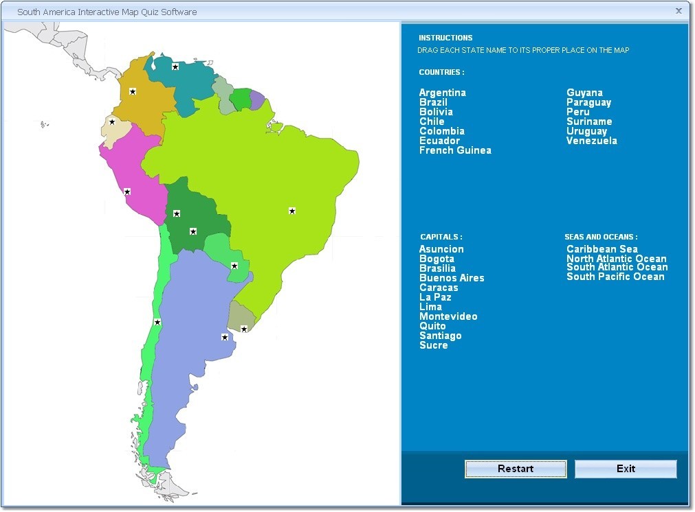 South America Interactive Map Quiz Software