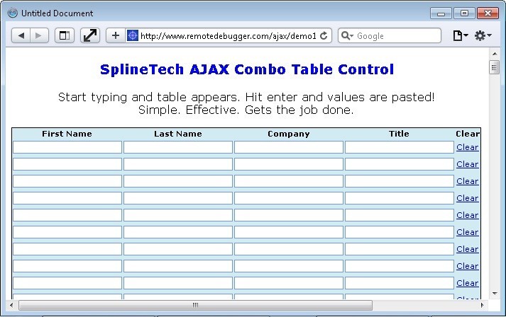 SplineTech AJAX Combo Table Control