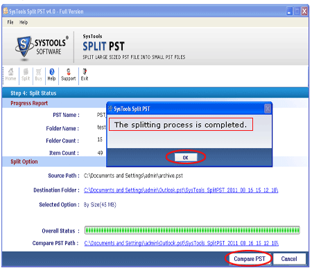 Split Outlook PST File