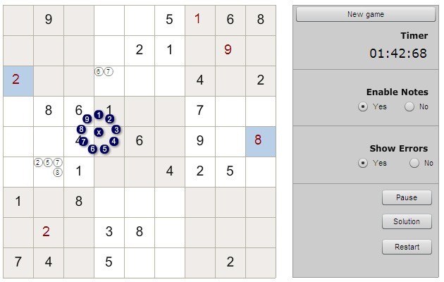 Sudoku flash game component