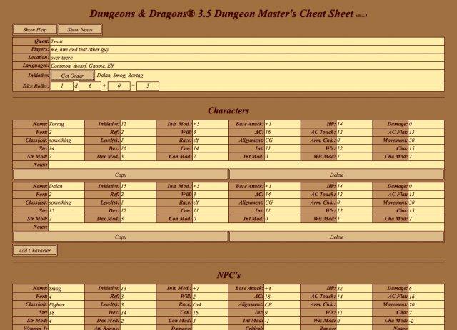 The Dungeon Master's Cheat Sheet