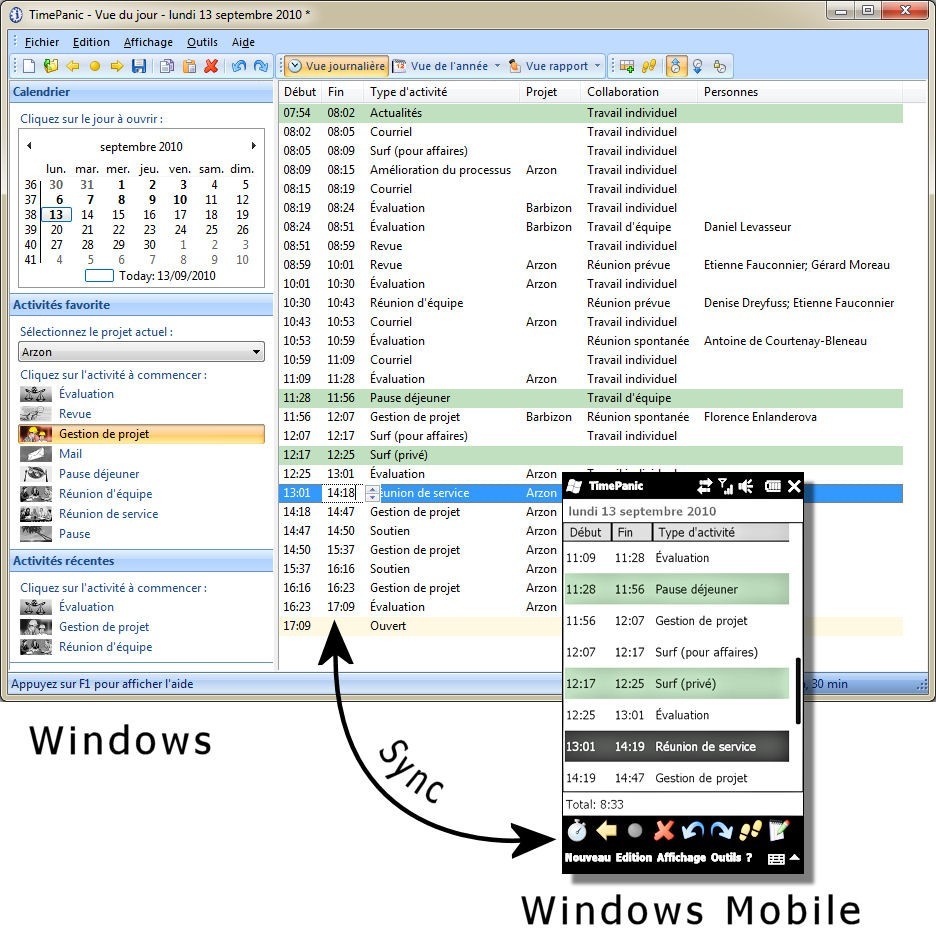 TimePanic pour Windows et Pocket PC