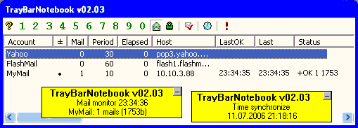 TrayBarNotebook with EMail monitor
