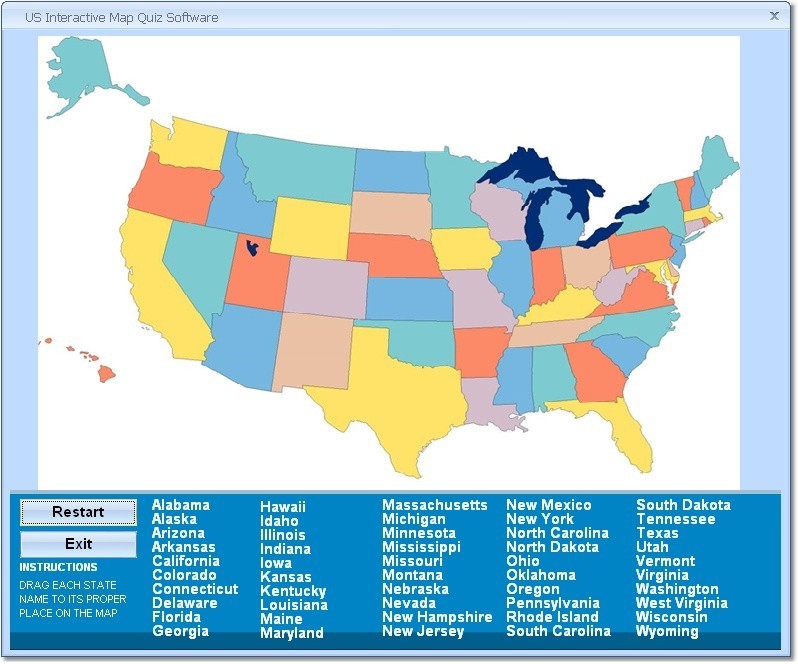 US Interactive Map Quiz Software