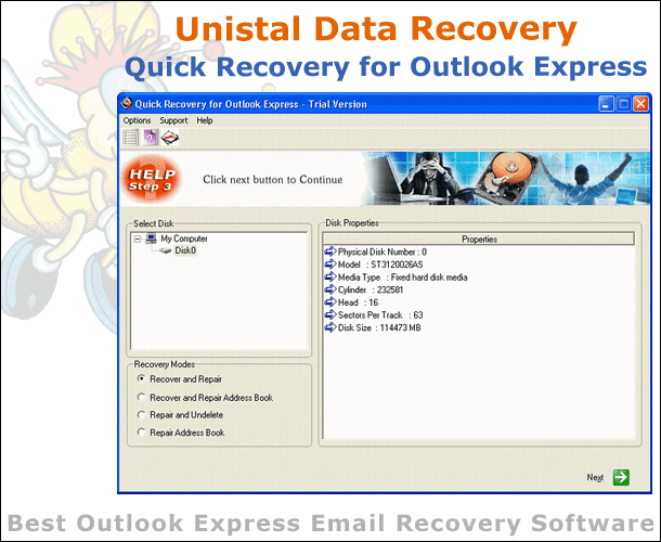 Unistal Outlook Express Email Recovery