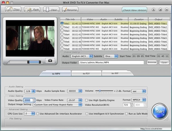 WinX DVD to FLV Converter for Mac