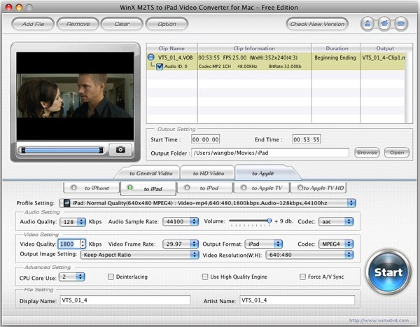 WinX M2TS to iPad Converter for Mac