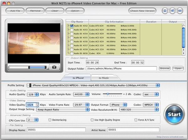 WinX M2TS to iPhone 4 Converter for Mac