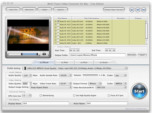 WinX iTunes Video Converter for Mac