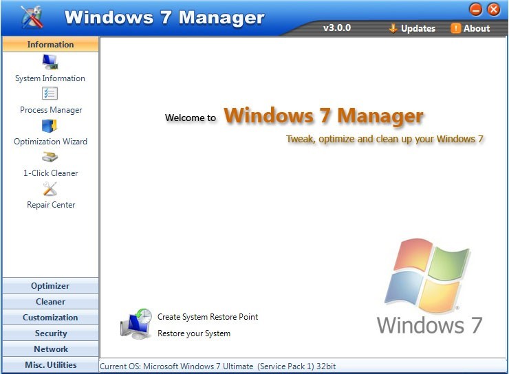 Windows 7 Manager (x32bit)