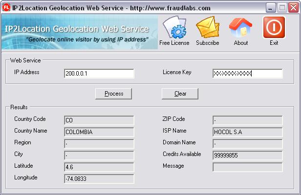 IP2Location Geolocation Web Service (Desktop Application)