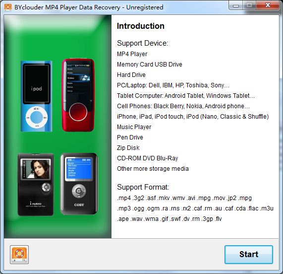 BYclouder MP4 Player Data Recovery