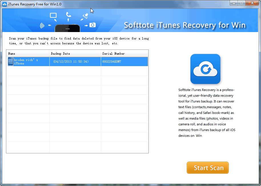 Softtote iTunes Recovery Free for Win