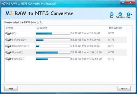 M3 RAW to NTFS Converter