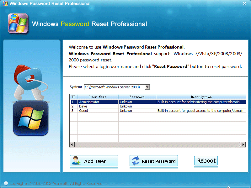 Asunsoft Windows Password Reset Pro