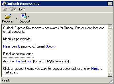 Outlook Express Password Recovery Key