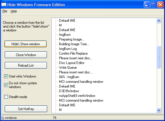 Hide Windows Freeware Edition