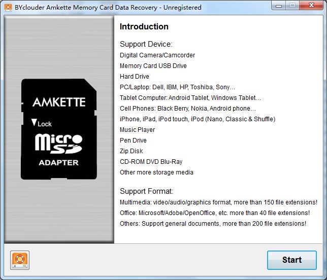 BYclouder Amkette Memory Card Data Recovery