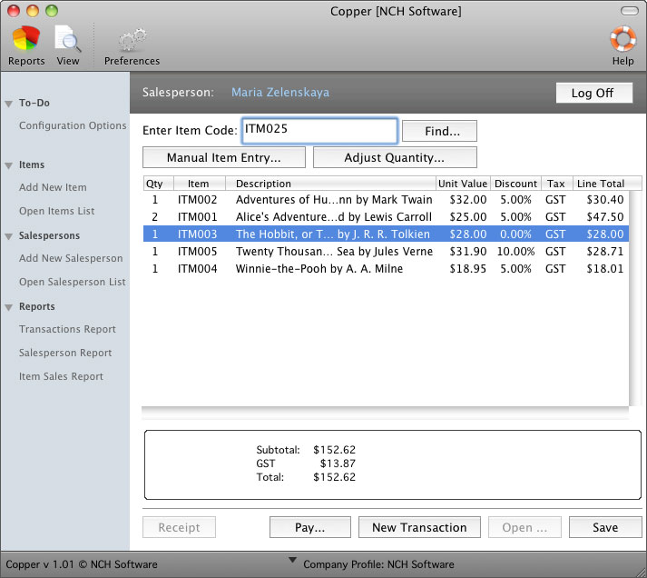 Copper Point of Sale Software for Mac