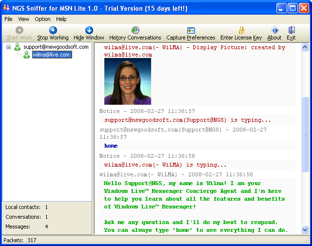 NGS Sniffer for MSN Lite