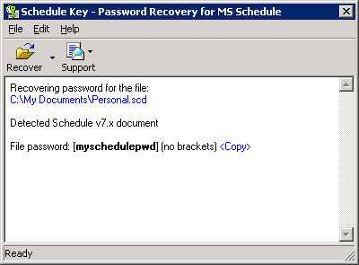 Schedule Password Recovery Key