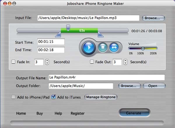 Joboshare iPhone Ringtone Maker for Mac