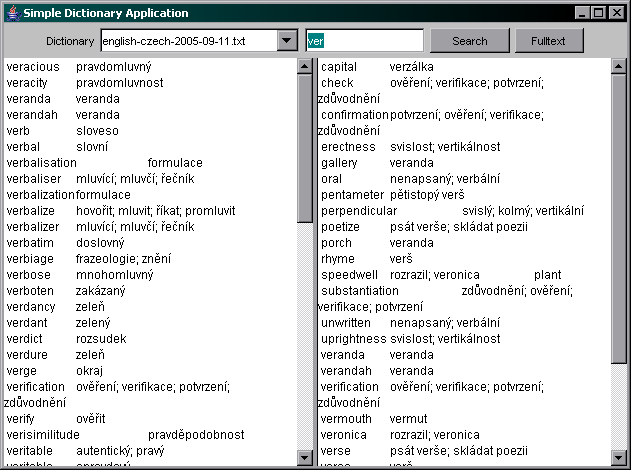 Simple dictionary application