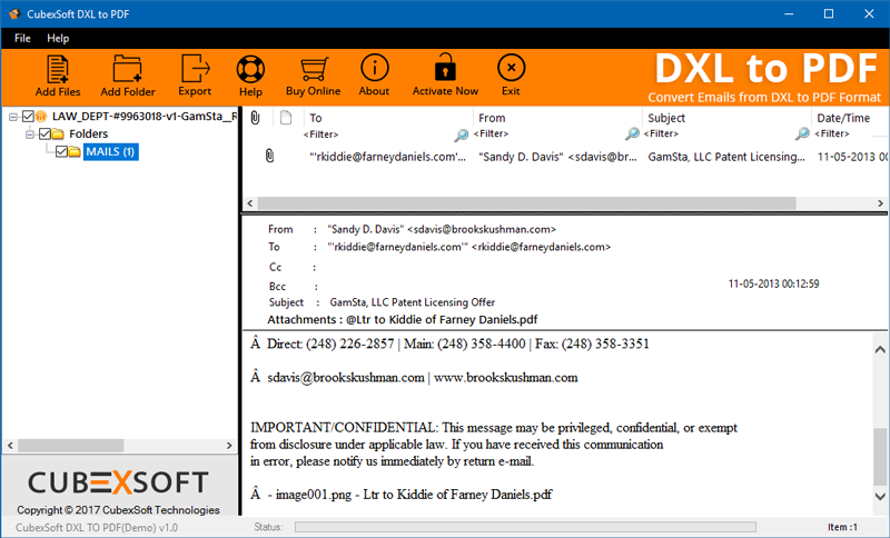 CubexSoft DXL to PDF