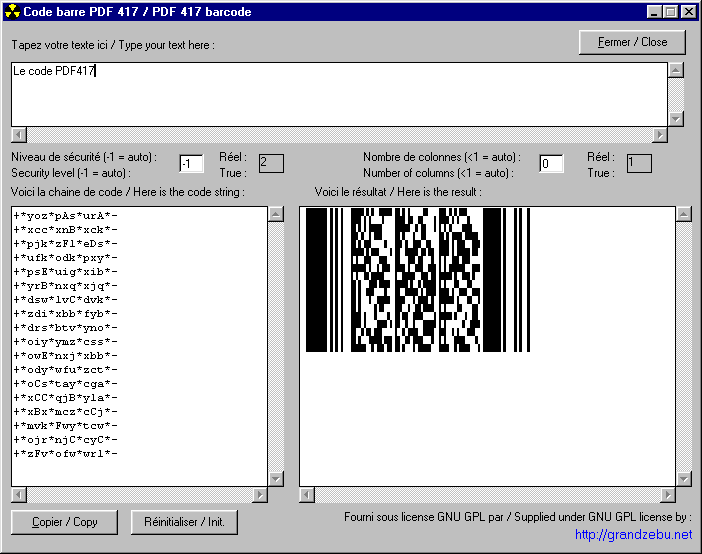 PDF417 barcode font and encoder