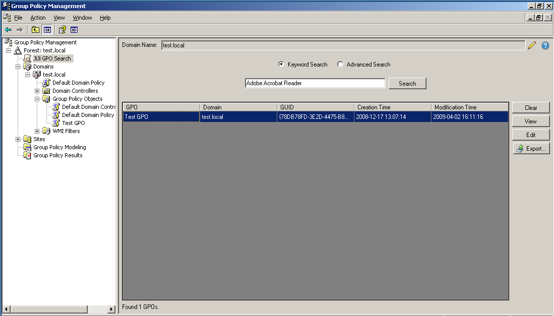 Group Policy Object Search Tool