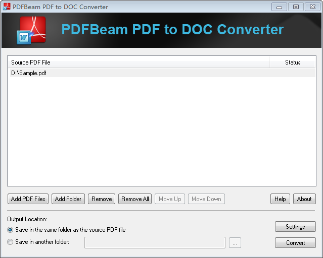 PDFBeam PDF to DOC Converter