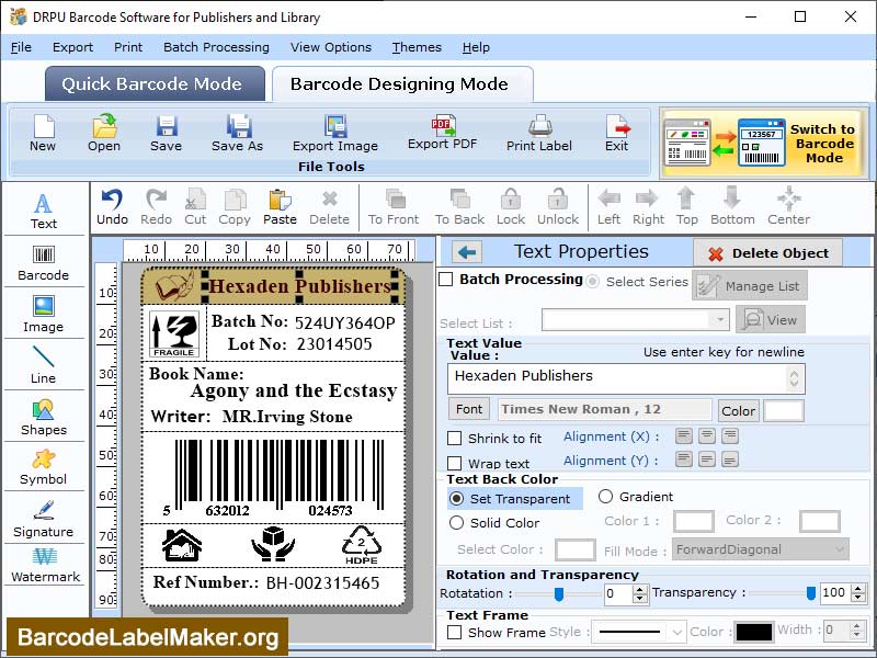 Book Barcode Creator Software