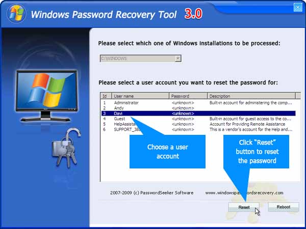 Windows Password Recovery Tool