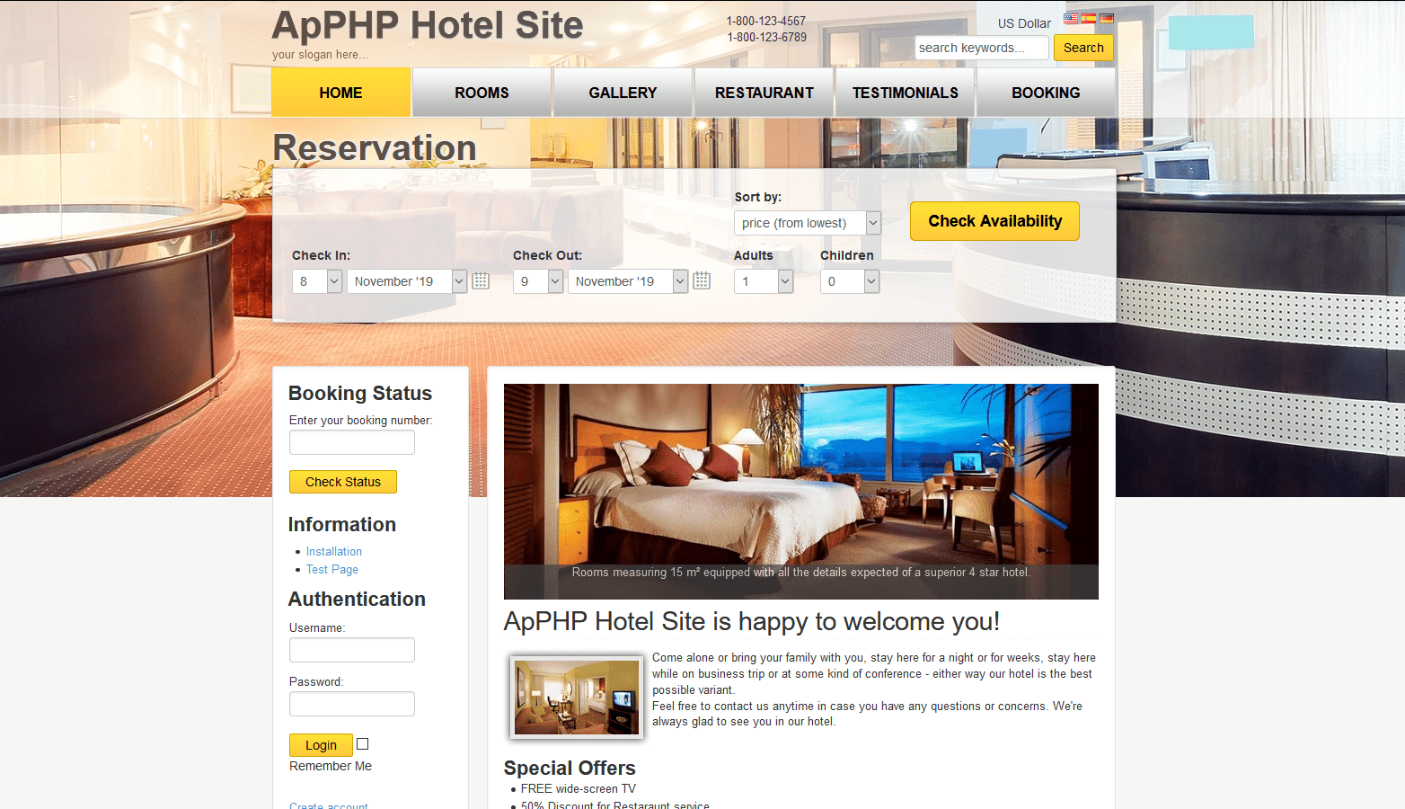 X-Voyage Template for ApPHP Hotel Site