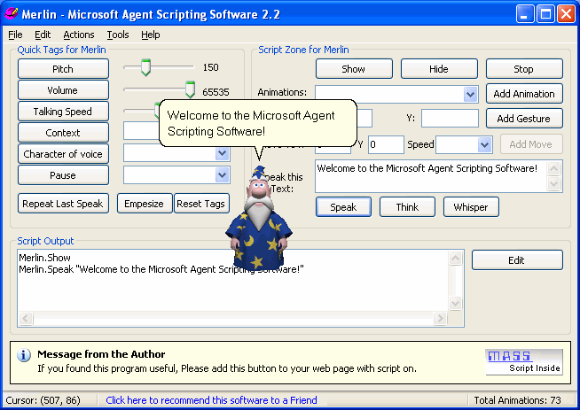 Microsoft Agent Scripting Software